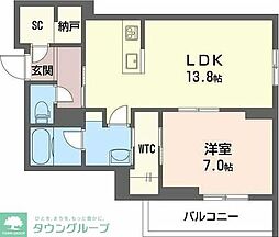 JR埼京線 与野本町駅 徒歩8分の賃貸アパート 1階1LDKの間取り