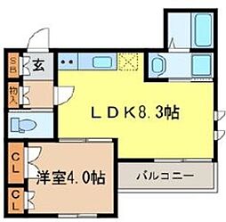 JR京浜東北・根岸線 与野駅 徒歩8分の賃貸マンション 1階1LDKの間取り