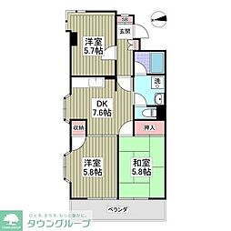 JR京浜東北・根岸線 川口駅 徒歩10分の賃貸マンション 5階3SDKの間取り