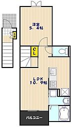 JR京浜東北・根岸線 川口駅 徒歩10分の賃貸アパート 2階1LDKの間取り