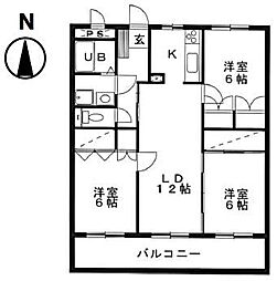 パームハイツ2 3LDKの間取図画像