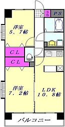 バーディーテラス仲町 2LDKの間取図画像