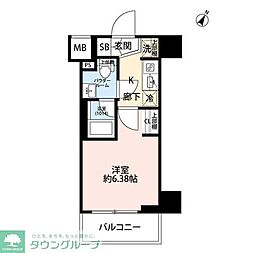 プレール・ドゥーク川口並木 1Kの間取図画像