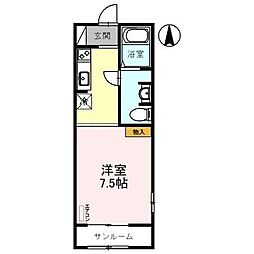 ボンジョルノ ワンルームの間取図画像