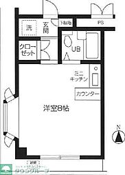 上戸田ハイツ 1Kの間取図画像
