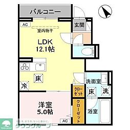 サンヴェニール 1LDKの間取図画像