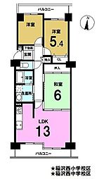 ライオンズマンション国府宮 3LDKの間取図画像
