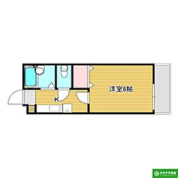 ラ・メール睦月 1Kの間取図画像