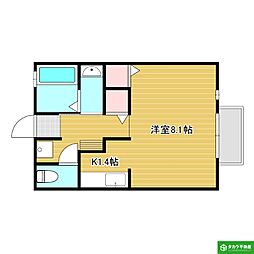 セジュール皆春 1Kの間取図画像