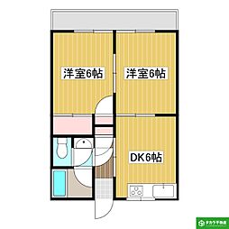 グリーンビル山津 2DKの間取図画像