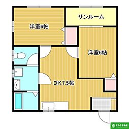 サングレイス高城A 2DKの間取図画像