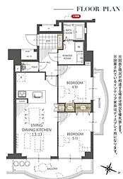 ベルヴィル高崎中居町 2LDKの間取り