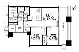 芝浦アイランドケープタワー 2LDKの間取図画像