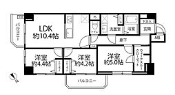 シャンボール三田 3LDKの間取図画像