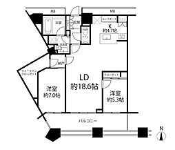 芝浦アイランドケープタワー 2LDKの間取図画像