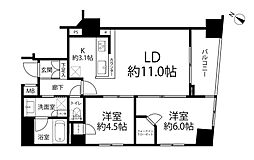 アスコットパーク日本橋水天宮 2LDKの間取図画像