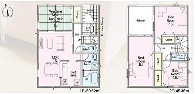 ファミリータイプの4LDK インナーバルコニー付き 2階寝室は約9帖あり広い寝室です。
