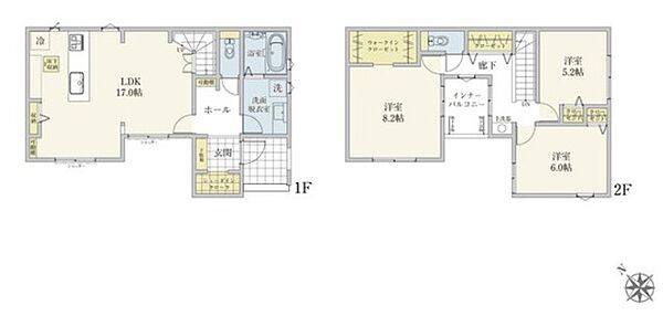 インナーバルコニー付きの3ＬＤＫ リビング17帖あり家具の配置も困りません。