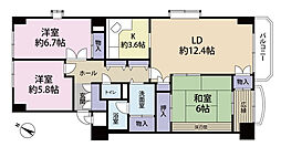 鶴巻温泉サマリヤマンション 3LDKの間取図画像