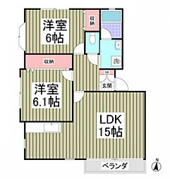 井草ハイツB 2階2LDKの間取り