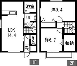 Les・Aubepines　昭和(レ・ゾービピン昭和) 2階2LDKの間取り