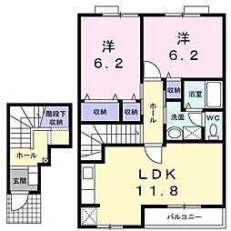 メゾンリファインＭ 2階2LDKの間取り