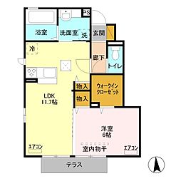 アーバンハイツ 1階1LDKの間取り