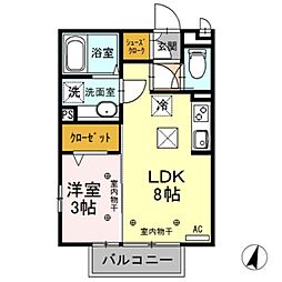 セントラルヴィレッジ　Ａ 1階1LDKの間取り