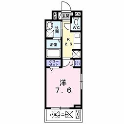 Ｙ’ｓアビタシオン青柳 2階1Kの間取り