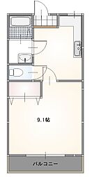 コモドカーサ下小出 1階1DKの間取り