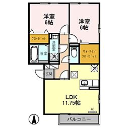 ルミエール 1階2LDKの間取り