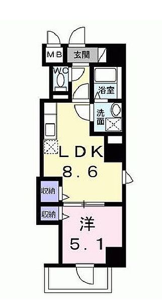 東京都新宿区榎町(賃貸マンション1LDK・4階・35.18㎡)の写真 その2
