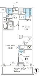 都営浅草線 押上駅 徒歩15分の賃貸アパート 6階2LDKの間取り