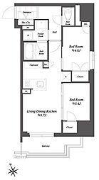 都営浅草線 浅草駅 徒歩5分の賃貸マンション 2階2LDKの間取り
