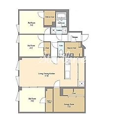 東急目黒線 武蔵小山駅 徒歩7分の賃貸マンション 1階3SLDKの間取り