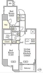 JR総武線 浅草橋駅 徒歩4分の賃貸マンション 12階2LDKの間取り