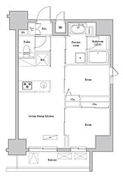 都営大江戸線 両国駅 徒歩9分の賃貸マンション 12階2LDKの間取り