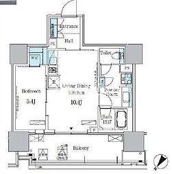 都営大江戸線 勝どき駅 徒歩12分の賃貸マンション 3階1LDKの間取り