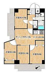 都営浅草線 泉岳寺駅 徒歩7分の賃貸マンション 6階4DKの間取り