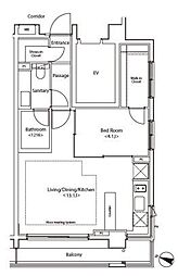東京メトロ東西線 早稲田駅 徒歩2分の賃貸マンション 4階1LDKの間取り