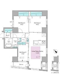 JR総武本線 馬喰町駅 徒歩3分の賃貸マンション 10階3LDKの間取り