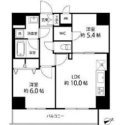 東京メトロ千代田線 町屋駅 徒歩2分の賃貸マンション 5階2LDKの間取り