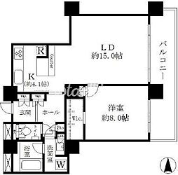東京メトロ有楽町線 月島駅 徒歩7分の賃貸マンション 18階1LDKの間取り