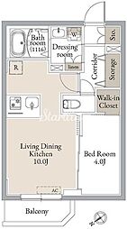 東京メトロ東西線 門前仲町駅 徒歩7分の賃貸マンション 2階1LDKの間取り