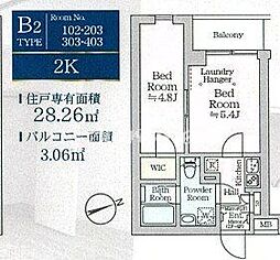 東京臨海高速鉄道りんかい線 大崎駅 徒歩10分の賃貸マンション 1階2Kの間取り