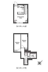 京急本線 鮫洲駅 徒歩7分の賃貸マンション 地下1階2DKの間取り
