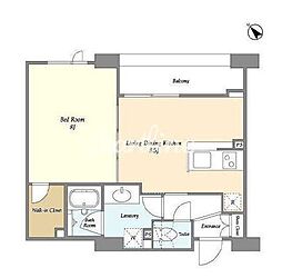 東京メトロ東西線 飯田橋駅 徒歩8分の賃貸マンション 1階1LDKの間取り