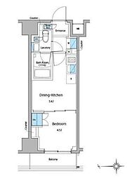 東京メトロ東西線 門前仲町駅 徒歩6分の賃貸マンション 8階1DKの間取り