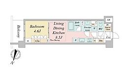 東京メトロ東西線 早稲田駅 徒歩6分の賃貸マンション 1階1LDKの間取り