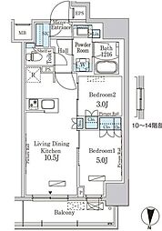 東京メトロ半蔵門線 錦糸町駅 徒歩5分の賃貸マンション 3階2LDKの間取り